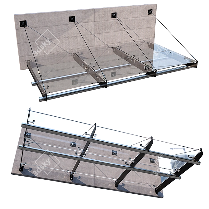 Elegant Glass Canopy: No7 3D model image 3