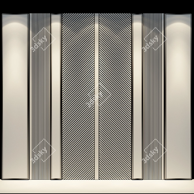 Sleek Grey Wall Panel 3D model image 2