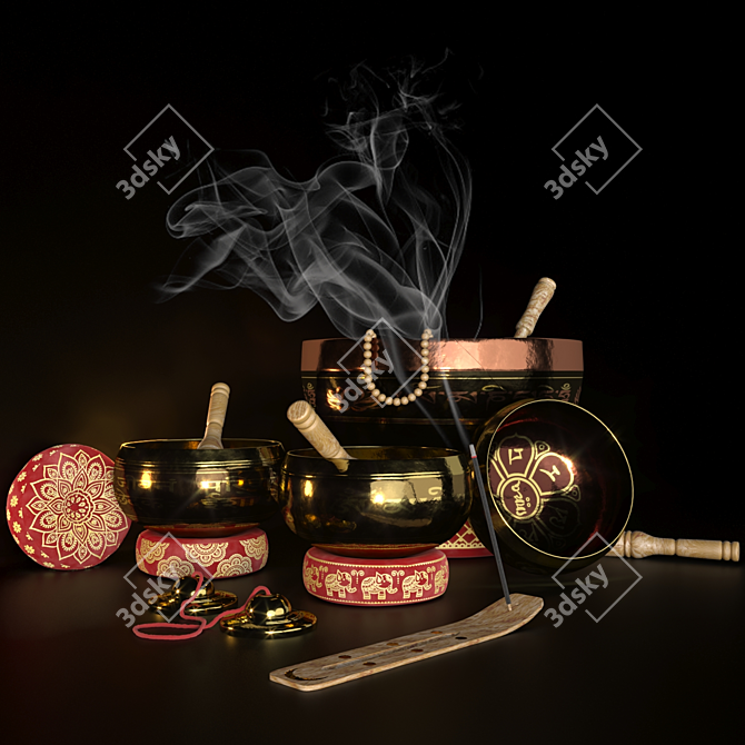 Tibetan Singing Bowls Set: SPA Bliss 3D model image 1