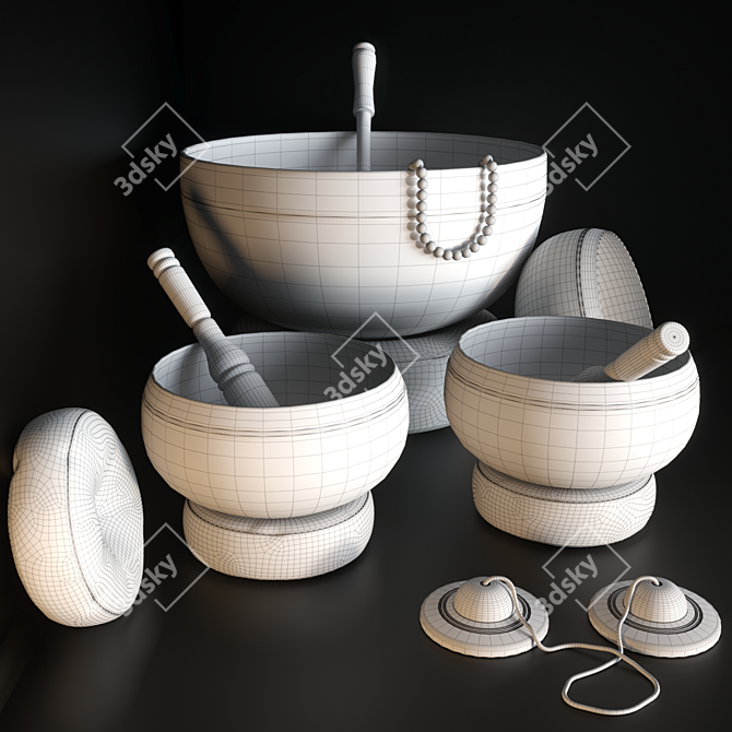 Tibetan Singing Bowls Set: SPA Bliss 3D model image 4