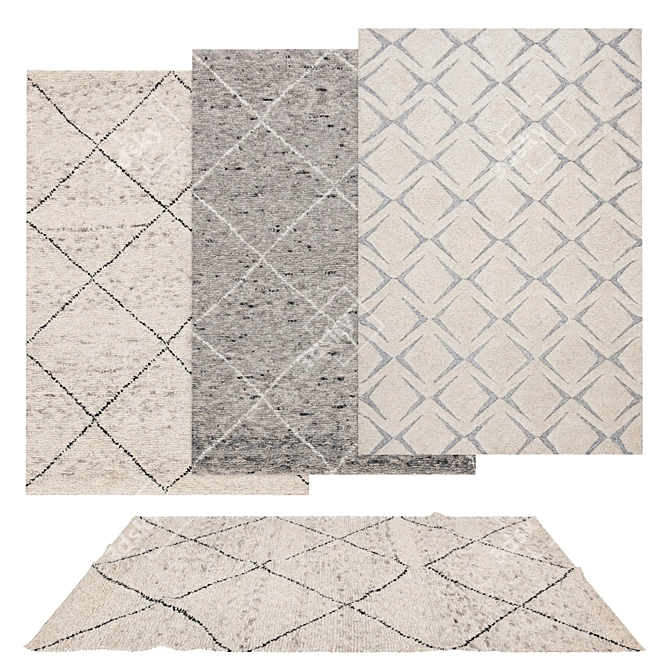 Versatile Set of 6 Contemporary Rugs 3D model image 1