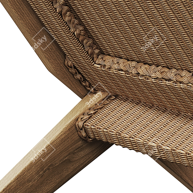 Foldable Rattan Armchair: Ancelie 3D model image 4