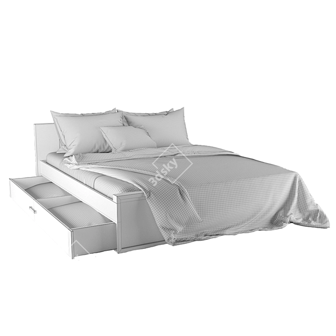 Benedetti Wooden Double Bed 3D model image 9