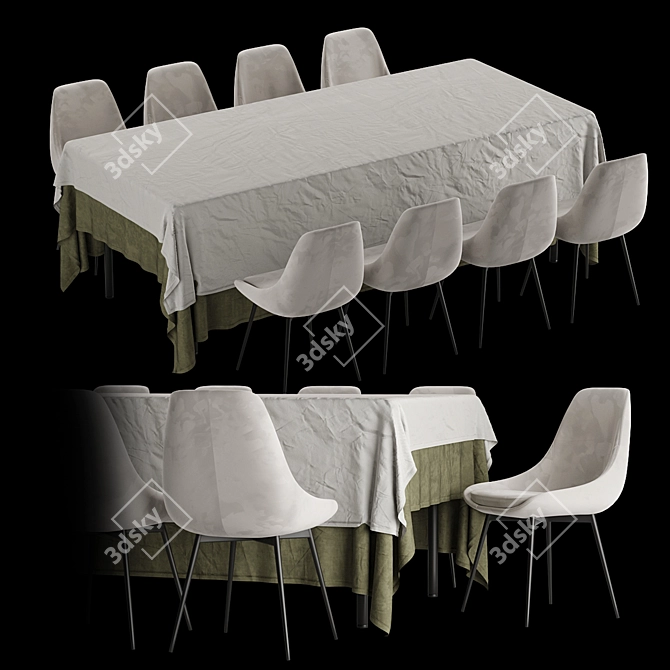 Zara Home Table & East Side Chair Set | Stylish Furniture 3D model image 1