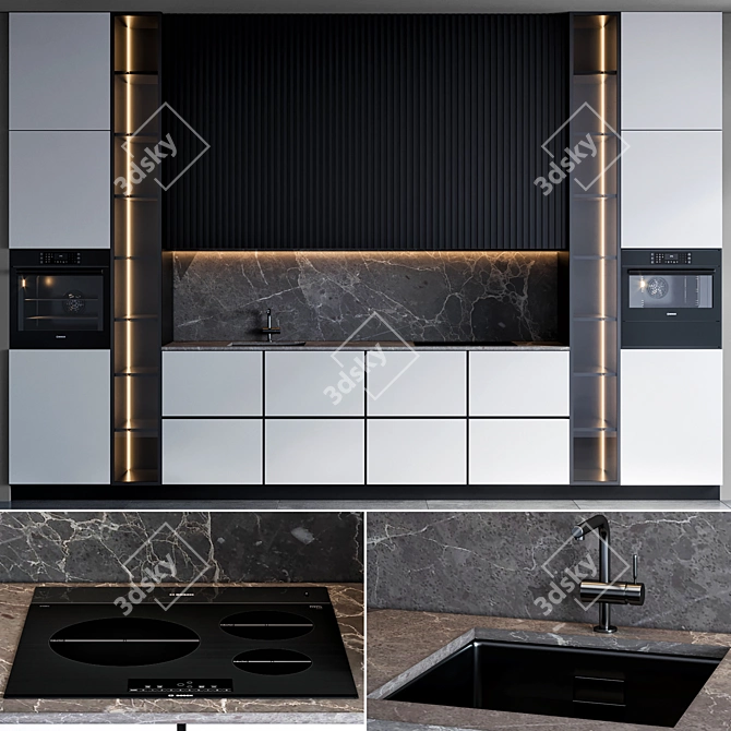 Modern Kitchen Design: 3D Model 3D model image 1