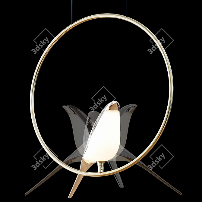 Elegant Gold Bird Chandelier 3D model image 3