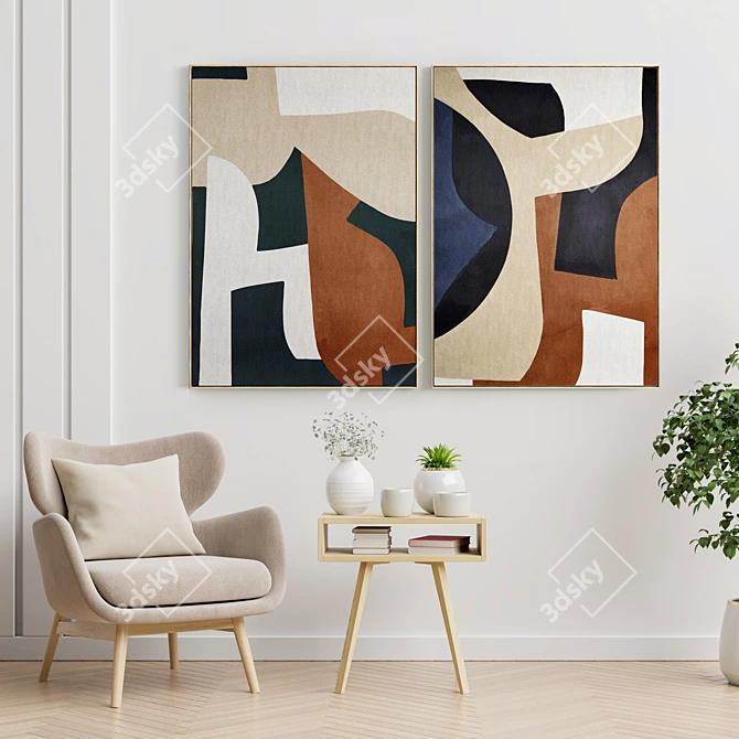 Modern Art Frames Set 3D model image 2