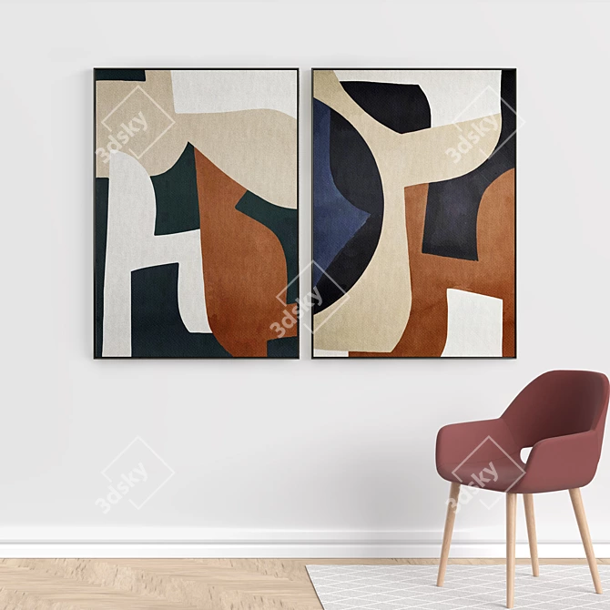 Modern Art Frames Set 3D model image 5