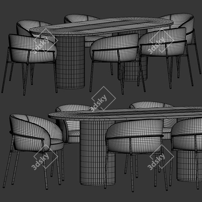 Elegant Rimo Chair Campbell Table Set 3D model image 3