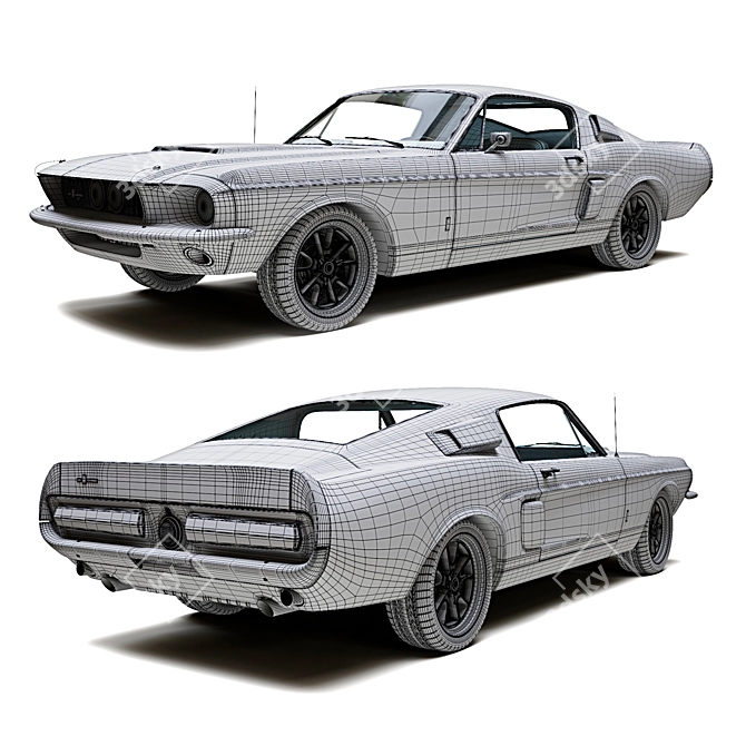 Classic Ford Shelby Mustang GT500 3D model image 4