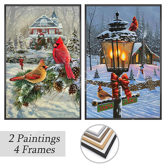 Elegant Wall Art Set with Multiple Frame Options 3D model image 1