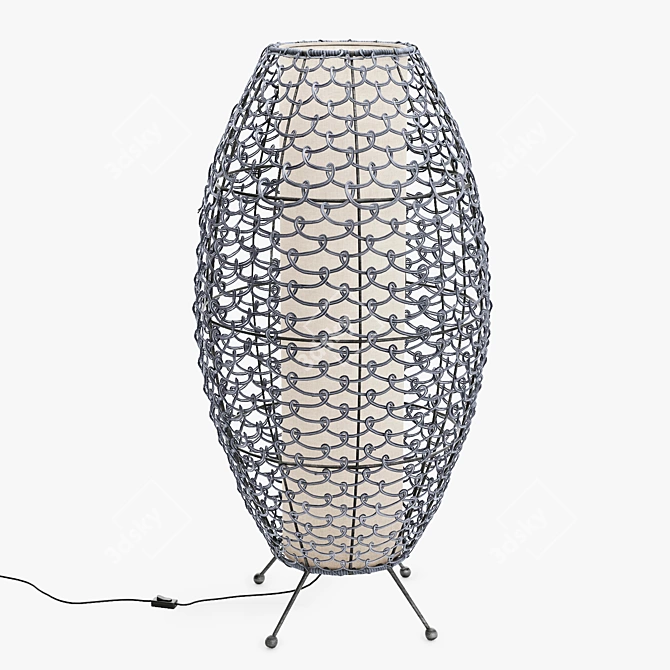 Bamboo Dreams Rattan Floor Lamp 3D model image 2