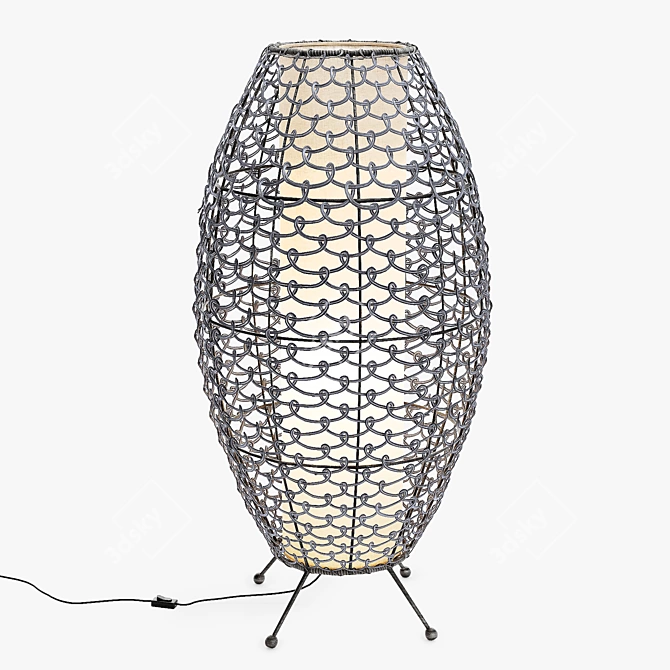 Bamboo Dreams Rattan Floor Lamp 3D model image 3