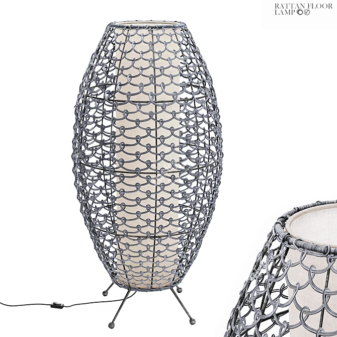 Bamboo Dreams Rattan Floor Lamp 3D model image 5