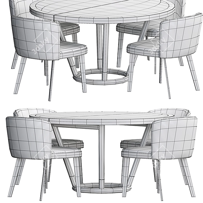 Potocco Lena Modern 8-Seater Dining Table 3D model image 3