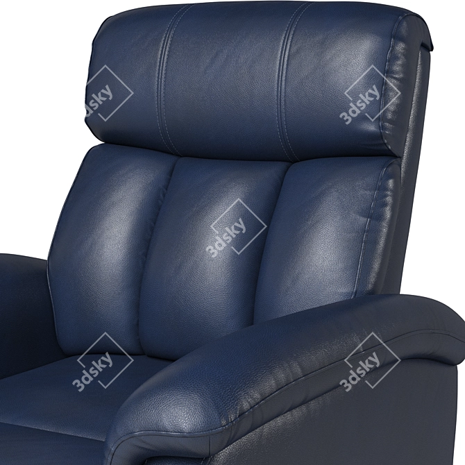 Elegant Navy Leather Recliner 3D model image 3