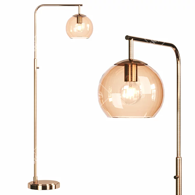 Rivet Hudson Brass Mid-Century Floor Lamp 3D model image 1