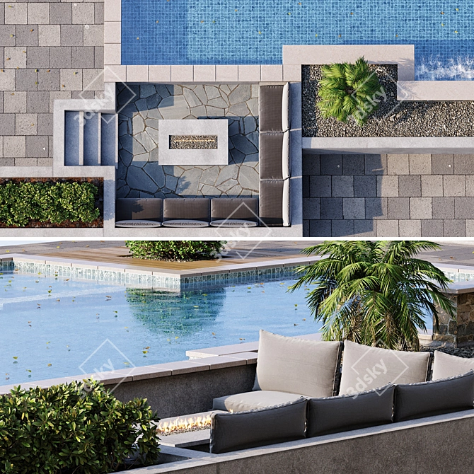 Modern Pool Design, 3D Model 3D model image 2