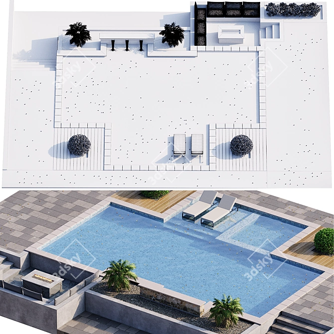 Modern Pool Design, 3D Model 3D model image 3