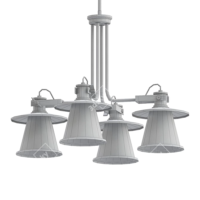 Vintage Bronze Chandelier: Sumter 3D model image 2