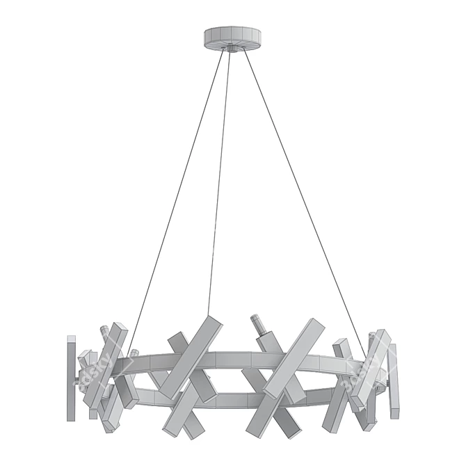 Elegant Wells Matte Black Chandelier 3D model image 2