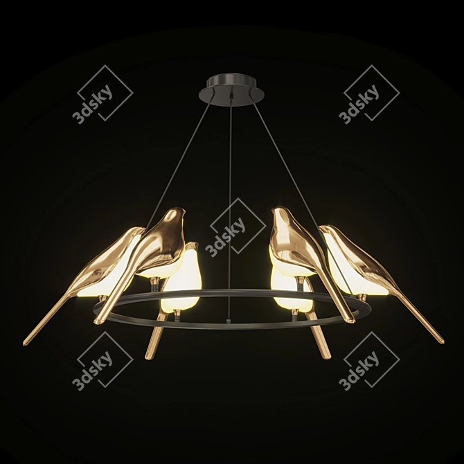 NOMI Bird Chandelier: Stylish Avian-inspired Lighting 3D model image 2