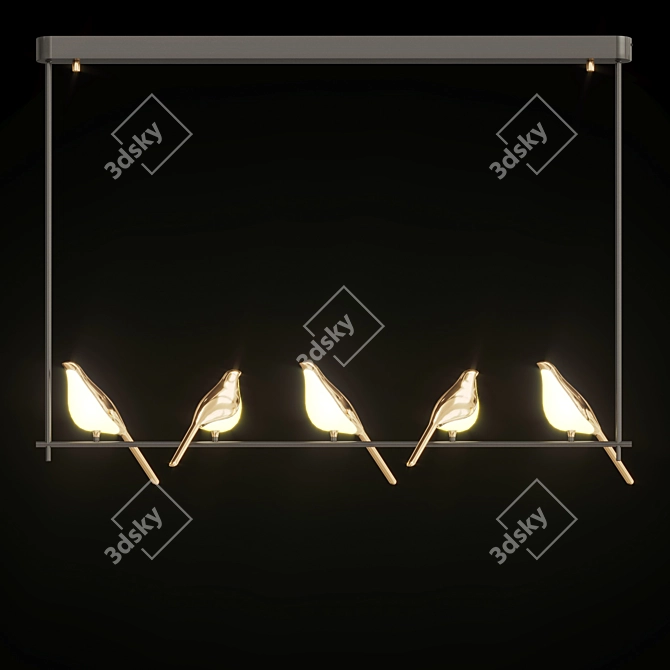 NOMI Bird Chandelier: Stylish Avian-inspired Lighting 3D model image 3