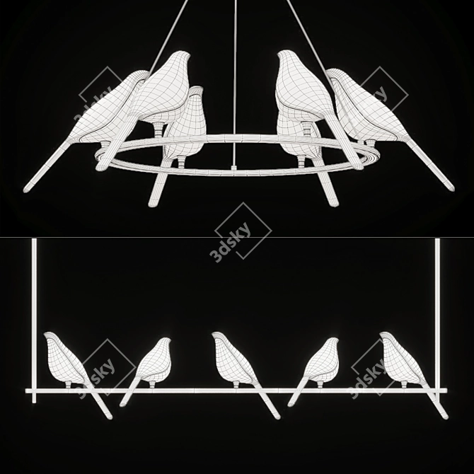 NOMI Bird Chandelier: Stylish Avian-inspired Lighting 3D model image 5