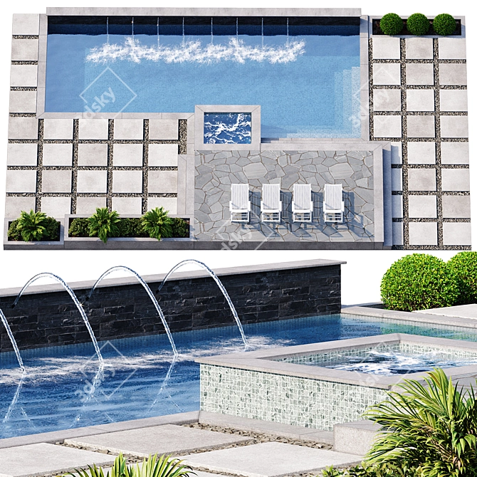 Modern Pool Design for V-Ray and Corona 3D model image 1