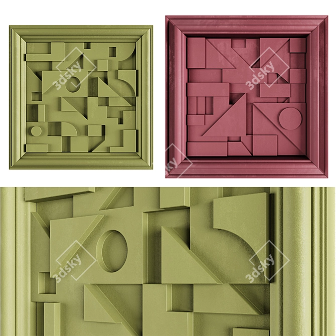  Geometric Wall Relief: Limited Edition 3D model image 1