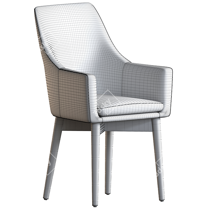 Elegant Half Chair Miami 3D model image 2