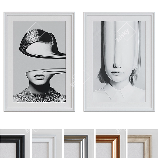 Modern Abstract Picture Frame Set 3D model image 1