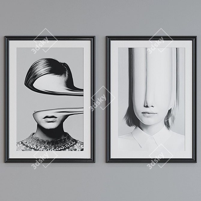 Modern Abstract Picture Frame Set 3D model image 2