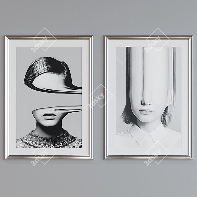 Modern Abstract Picture Frame Set 3D model image 3