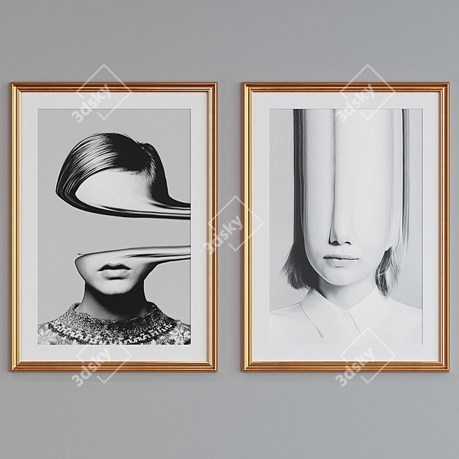 Modern Abstract Picture Frame Set 3D model image 4