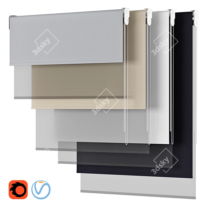 Double Roller Blind | Dual Roller Shades 3D model image 1