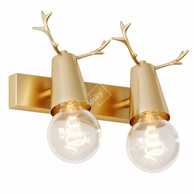 Golden Deer Wall Lamp 3D model image 1