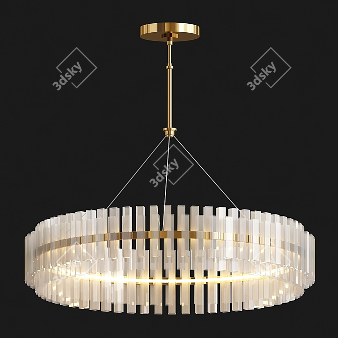 Radiant Round Crystal LED Chandelier 3D model image 2