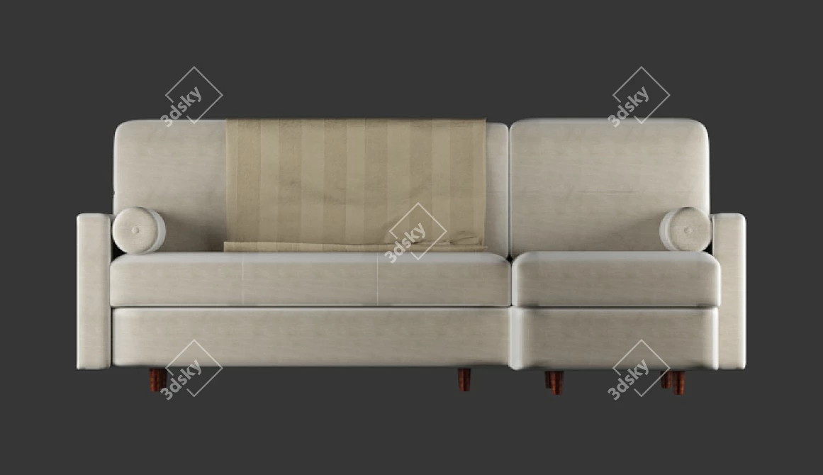 SCANDICA Corner Sofa with Matting and Velor Upholstery 3D model image 1