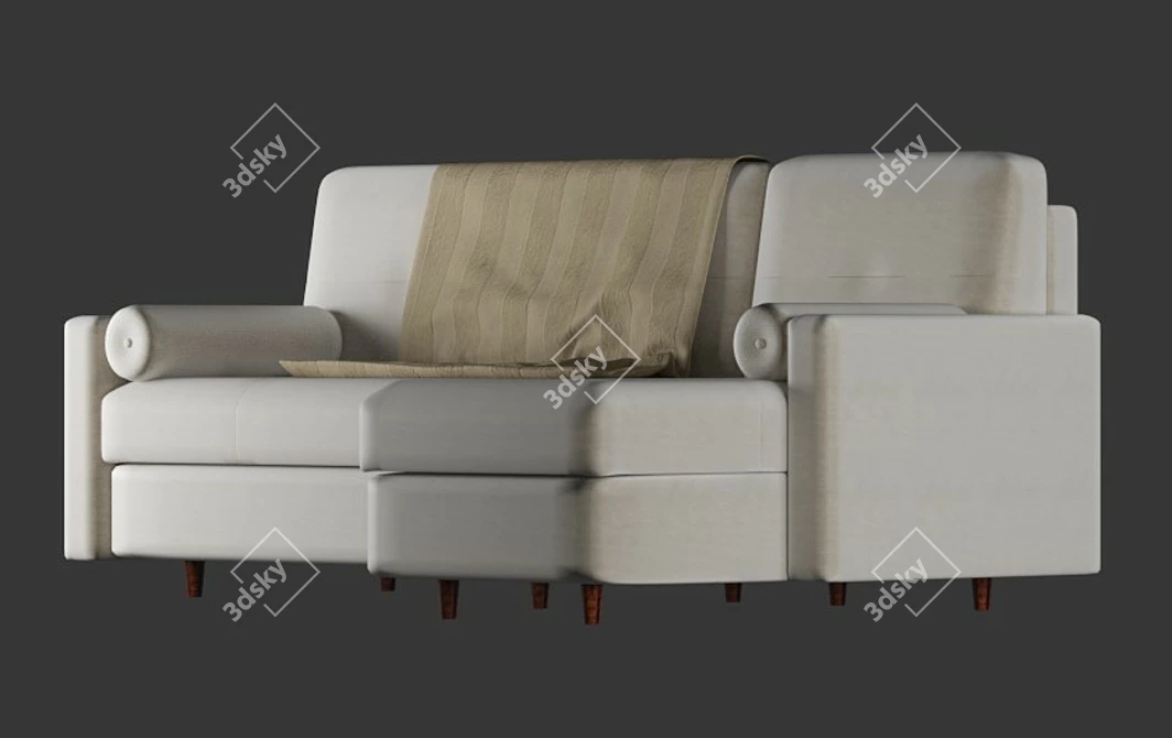 SCANDICA Corner Sofa with Matting and Velor Upholstery 3D model image 2