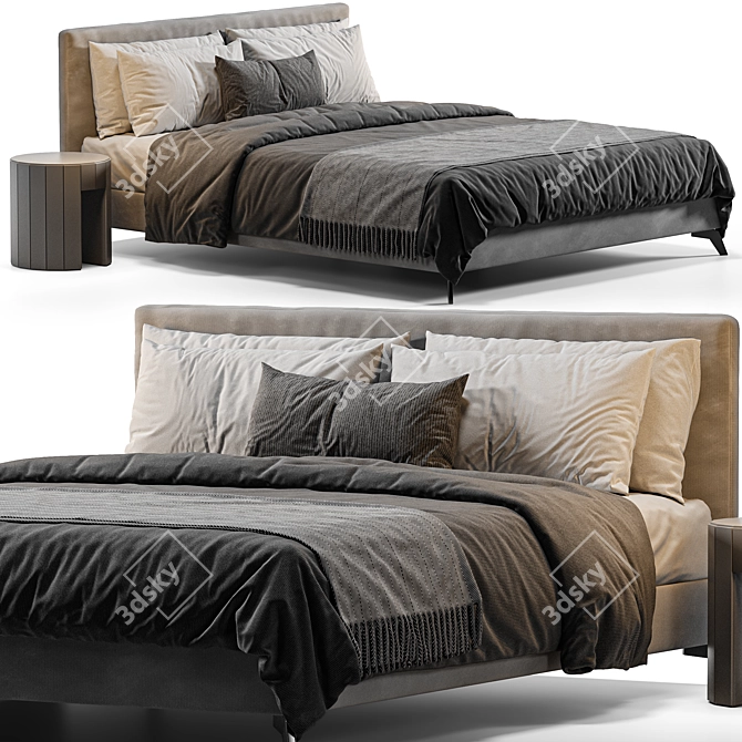 Modern Meridiani Stone Up Bed 3D model image 1