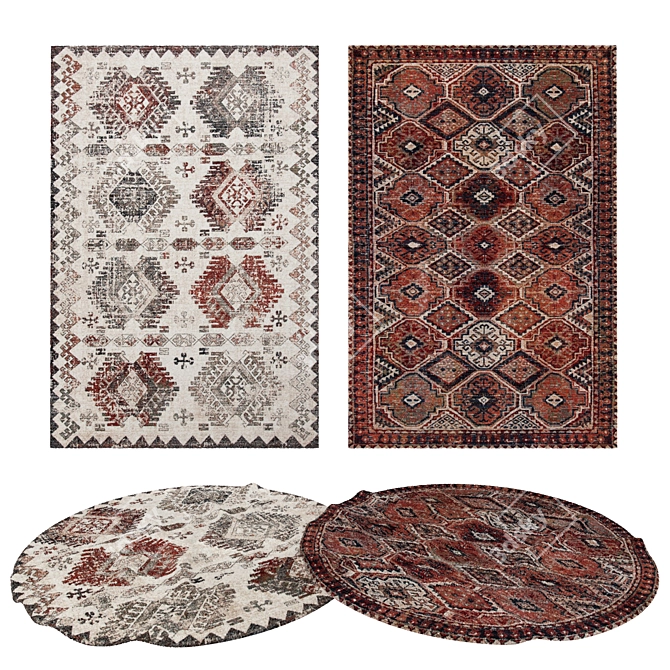 Versatile Rug Set: 8 Stunning Designs 3D model image 1