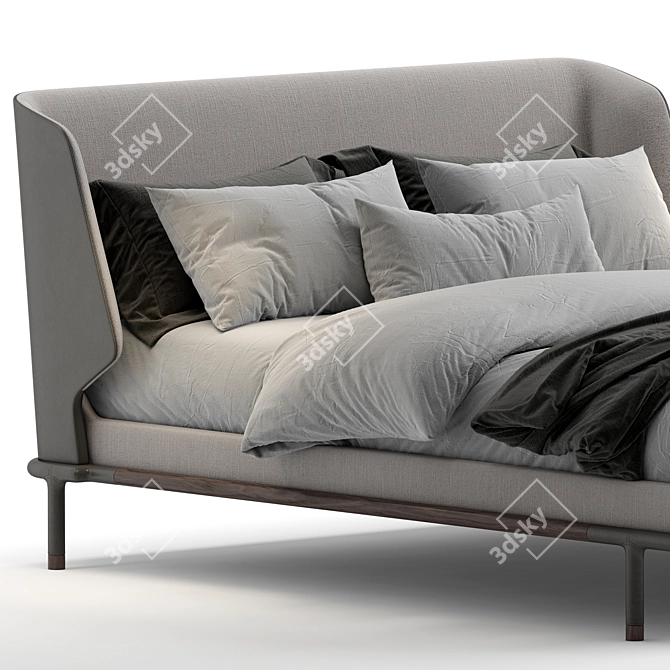 Luxury Frigerio_Alfred Bed: Fabric, Leather & Wood 3D model image 2