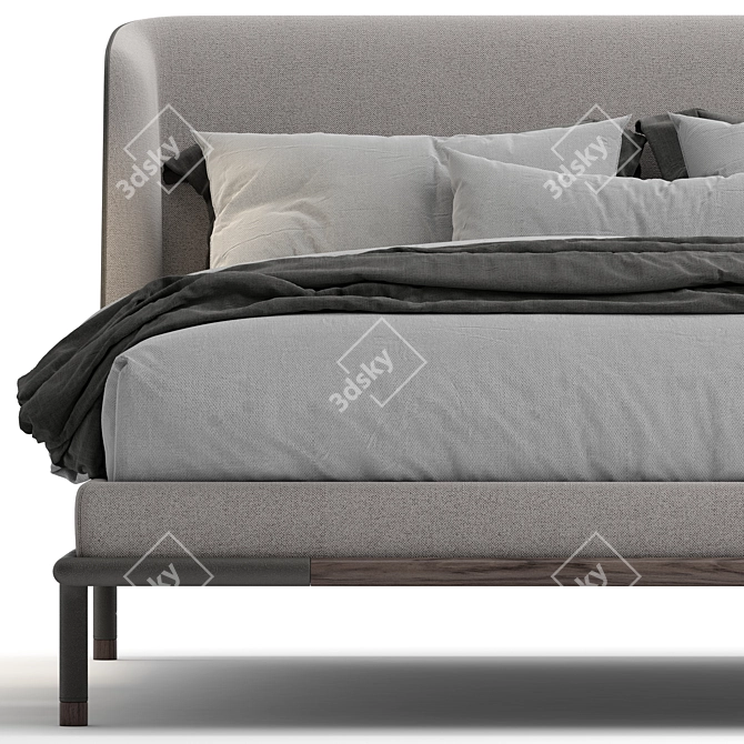 Luxury Frigerio_Alfred Bed: Fabric, Leather & Wood 3D model image 3