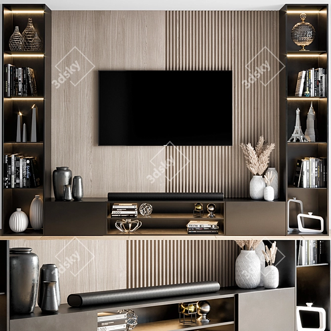 SleekTV Wall Unit-380cm | Stylish & Space-Saving 3D model image 1