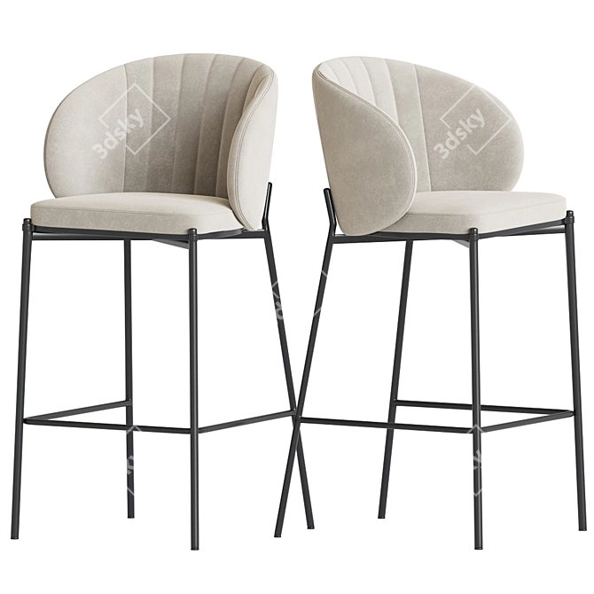 Modern Cruz Shell Bar Stool 3D model image 2