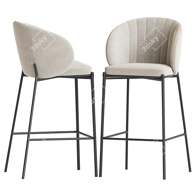 Modern Cruz Shell Bar Stool 3D model image 3