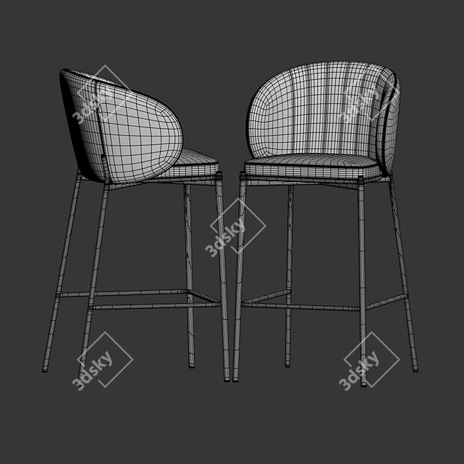 Modern Cruz Shell Bar Stool 3D model image 4