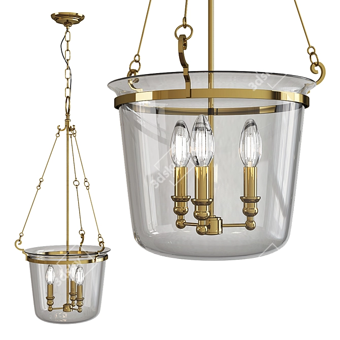 Quinton Pendant Light: Modern Elegance in Polished Nickel 3D model image 1