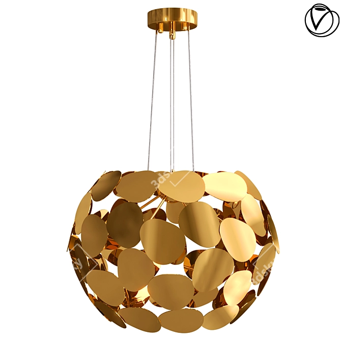 Brass Plate Ball Chandelier 3D model image 1